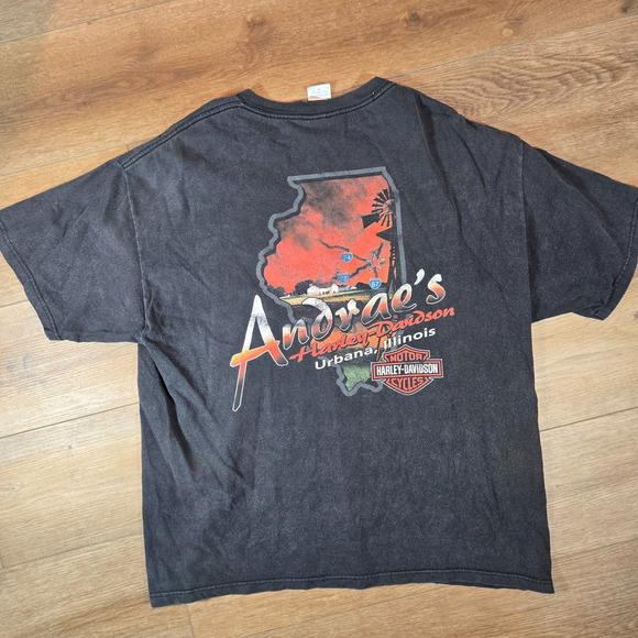 Harley Davidson Urbana IL Flame Graphic XL Hanes Beefy-T Made in USA Collectible - Picture 7 of 8